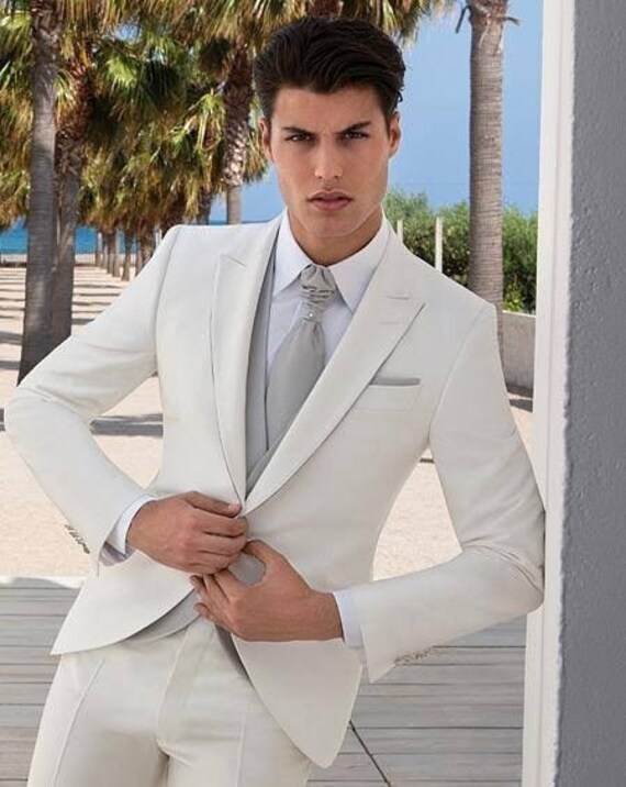off white slim fit suit