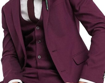 wine colored suit jacket
