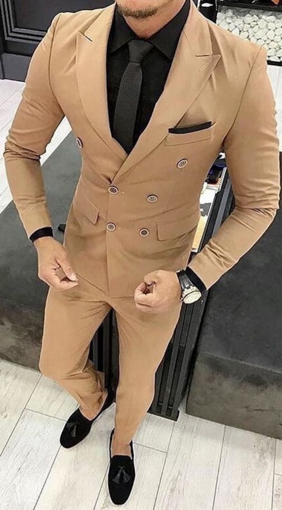 MEN SUITS 2 Piece Double Breasted Color Suit Wedding - Etsy Israel