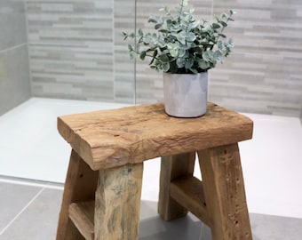 Antique Style Distressed Small Rustic Stool