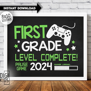 Letrero del último día de 1.er grado 2024 - Letrero del último día de clases - Pizarra para videojuegos de primer grado - Descarga instantánea IMPRIMIBLE