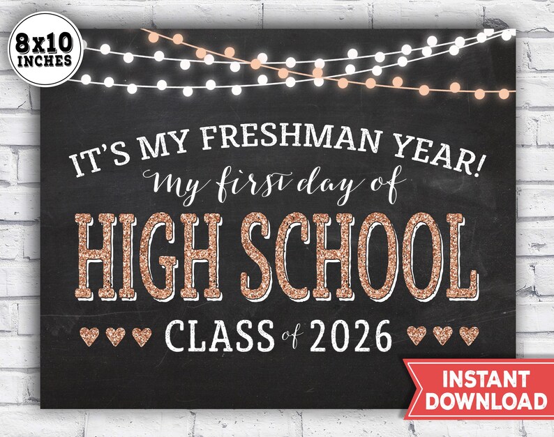 1st Day of High School Sign 2022 First Day of Freshman Year Etsy