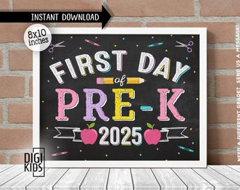 First Day of Preschool Sign PRINTABLE, 1st First Day of School Sign Pre ...