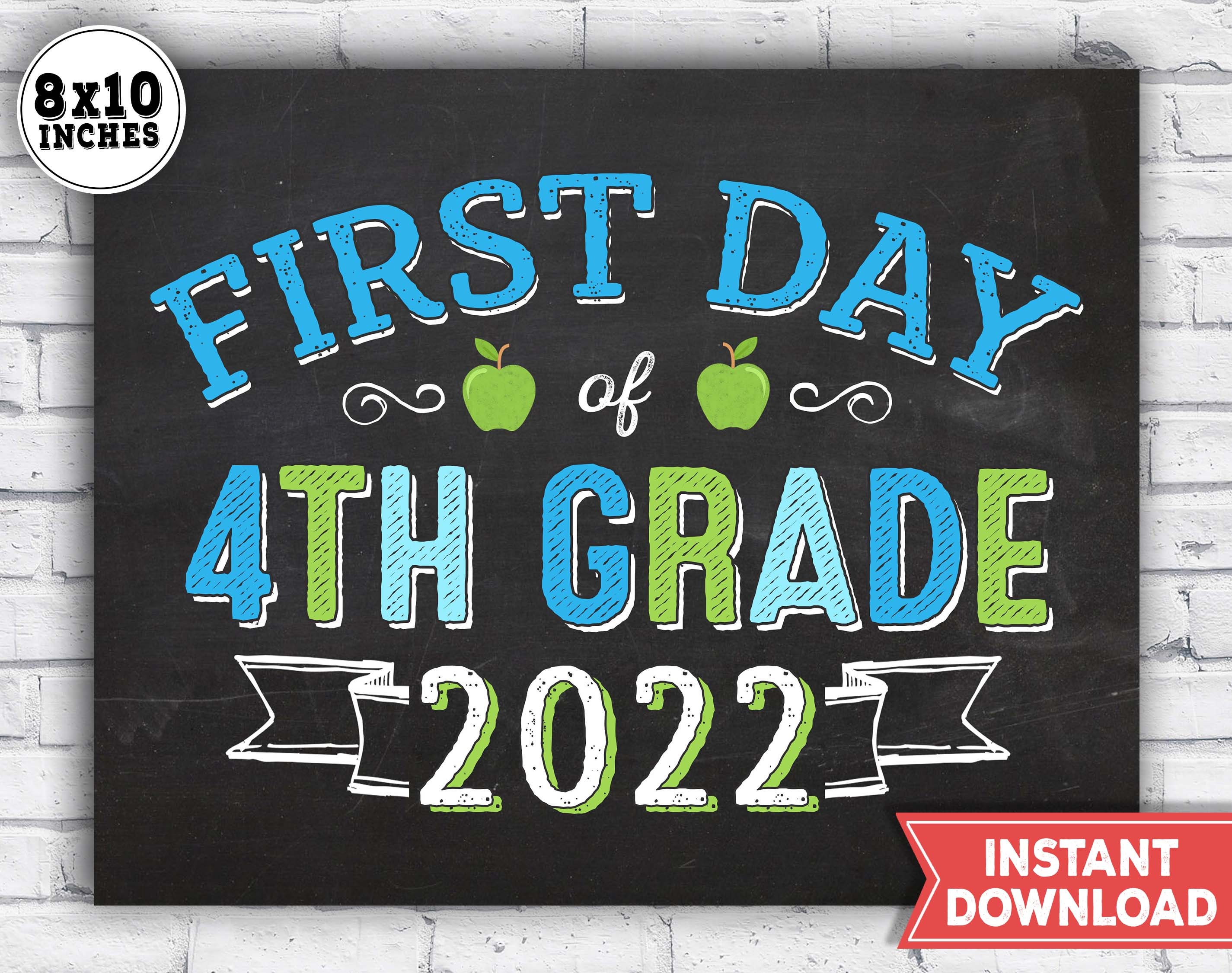 First Day of 4th Grade Sign 1st Day of School Sign 2022 - Etsy