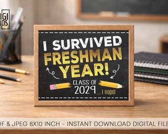 Letrero del último día del primer año de secundaria 2026 - Imprimible para el primer año de secundaria de la clase de 2029 - Pizarra del último día del noveno grado - Descarga instantánea en PDF