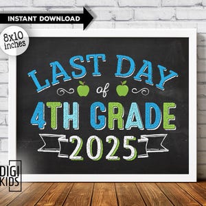 Last day of 4th grade sign - Last day of school sign 2025 - 4th grade sign green apples - goodbye 4th grade printable - Instant download