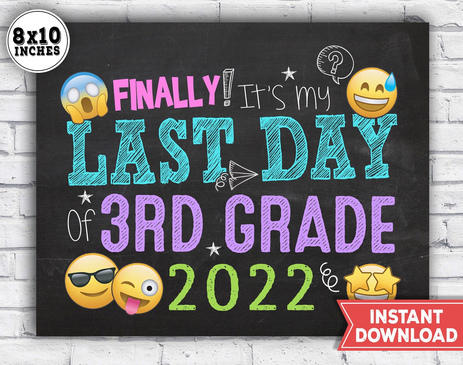 Last Day of 3rd Grade Sign Last Day of School Sign 2021 2022 - Etsy