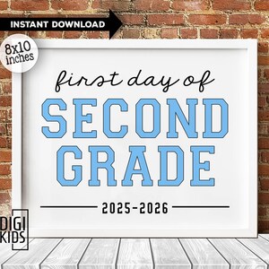 First day of 2nd grade sign - Printable 2nd grade Sign - First Day of School Sign 2025 - Digital Instant Download image 1