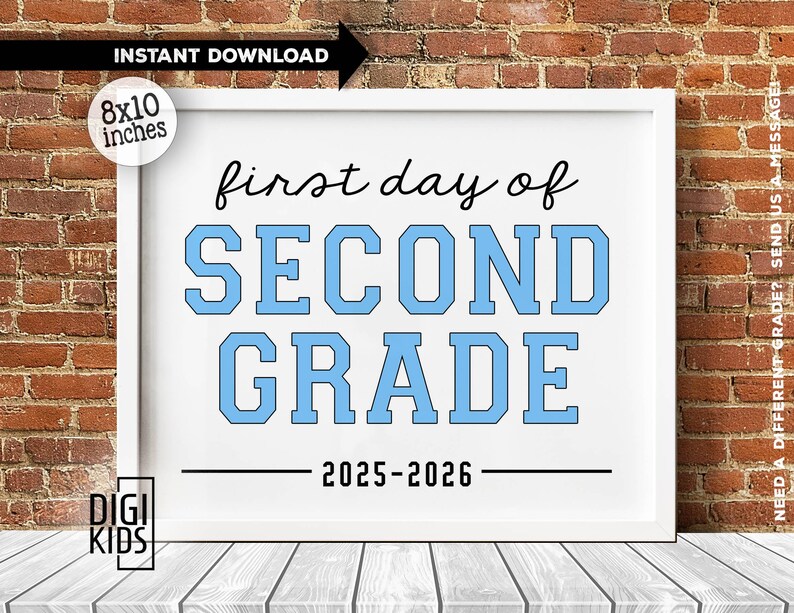 First day of 2nd grade sign - Printable 2nd grade Sign - First Day of School Sign 2025 - Digital Instant Download image 1