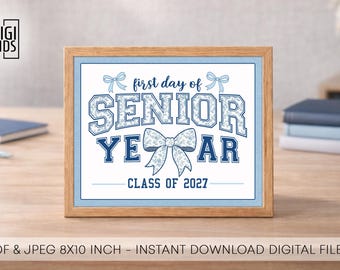 Letrero del primer día del último año de secundaria - último primer día de clases de la escuela secundaria 2026-2027 - Letrero del primer día de clases para estudiantes de último año - Letrero de la clase de último año de 2027
