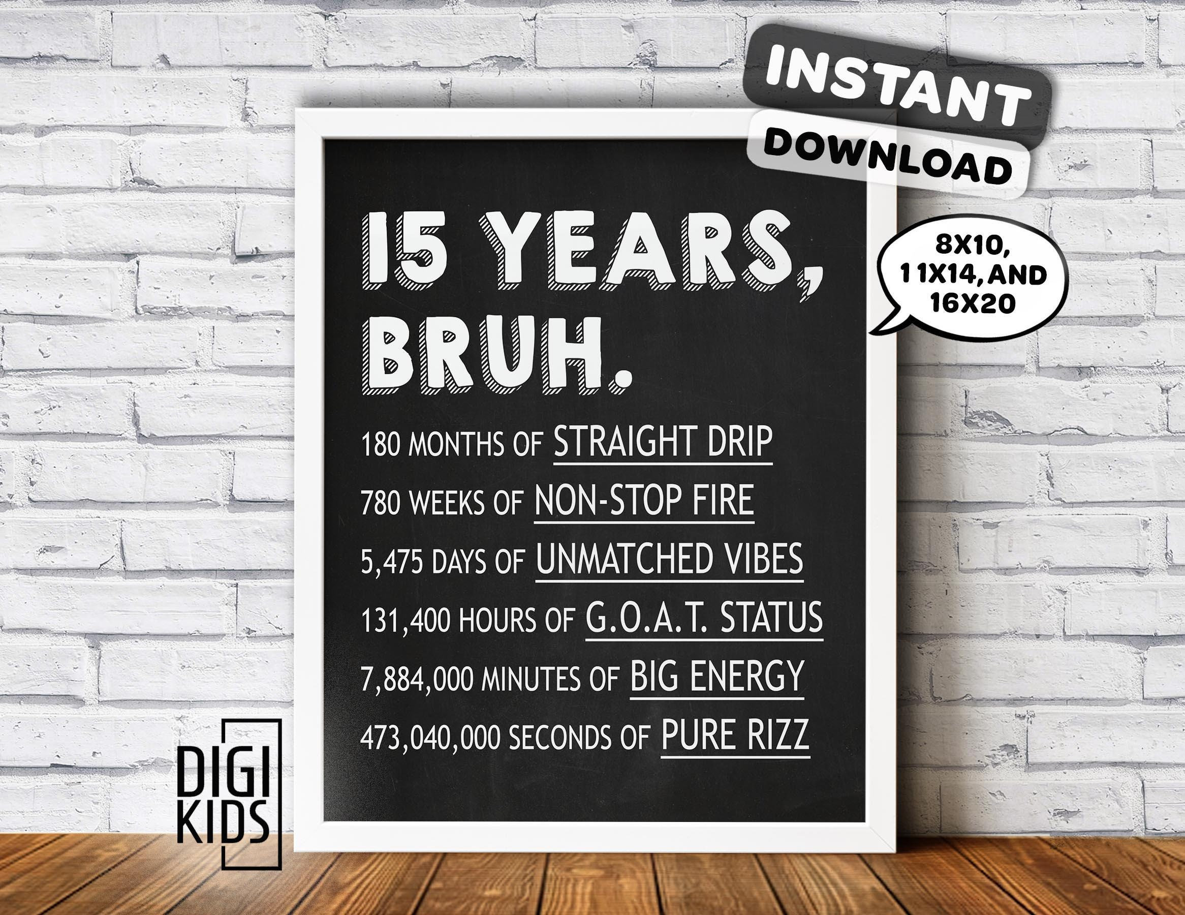 Bruh ik ben 15 banner, Happy 15th zwarte glitter