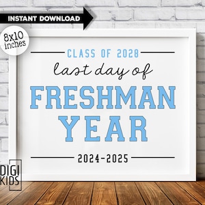 Last day of freshman year sign 2025 - 9th grade printable sign - last day of 9th grade chalkboard sign - instant download PDF
