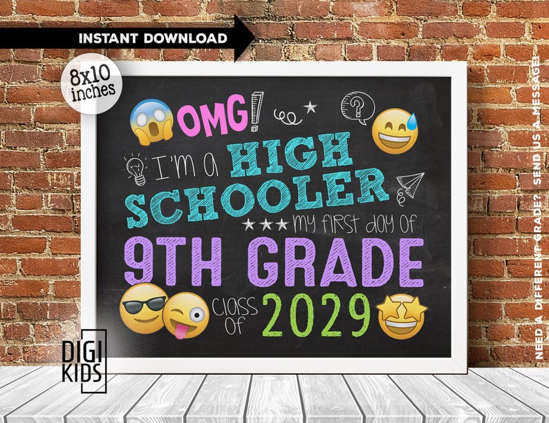 1st day of High School Sign 2025 - First Day of Freshman year - Class of 2029 Chalkboard - 1st day of 9th grade back to school photo prop image 1