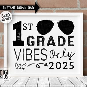 First Day of 1st Grade Sign - First Day of School Sign 2025 - 1st Grade ...