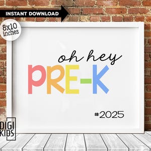 1st day of pre k sign - 1st day of school signs printable - hello prek sign 2025 - back to school printable sign - Instant download
