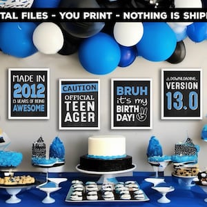 13. Geburtstag Schilder - 13. Geburtstag Party Dekorationen - BRUH it's my birthday Tafel Foto Requisiten - DIY Sofort-Download-Dateien
