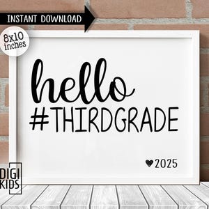 3.Klasse Schulanfangschild 2025 - Hallo 3.Klasse Schulanfang Poster zum Ausdrucken - Sofortiger Download