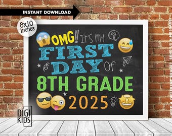 1st day of 8th grade sign - first day of 8th grade printable 2025 - 1st day of school chalkboard photo prop - instant download