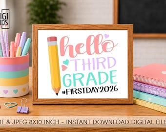 1st day of 3rd grade Sign 2026 - First day of 3rd grade printable - first day photo prop poster - back to school instant download