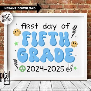First day of 5th grade sign - First Day of School Sign - Printable 5th grade Sign - Digital Instant Download