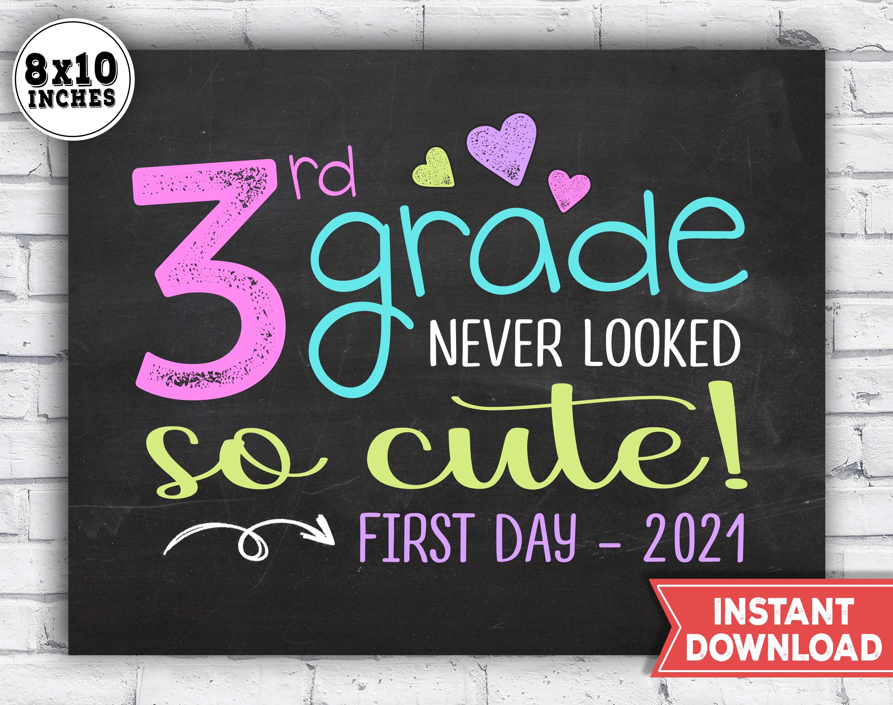 1st day of 3rd grade sign First day of school sign 2021 Etsy
