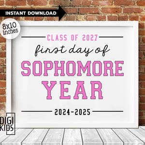 Letrero imprimible del primer día del segundo año - Letrero para estudiantes de segundo año de secundaria - Primer día de clases 2024 - Clase 2027 - Descarga digital instantánea