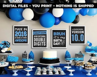 10th birthday printable signs - 10th birthday party decorations - BRUH it's my birthday chalkboard photo props - DIY instant download files