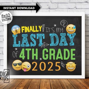 Last day of 4th grade sign - Last day of school sign 2025 - EMOJI fourth grade sign - goodbye 4th grade printable - Instant download
