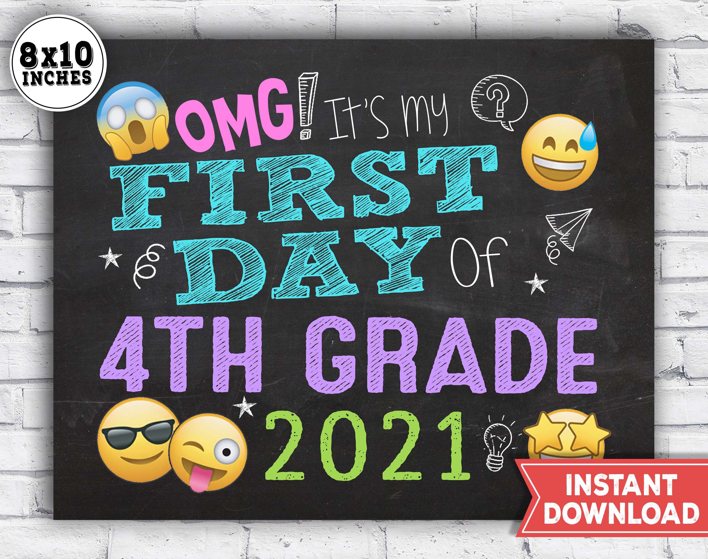 1st Day Of 4th Grade Sign First Day Of 4th Grade Printable Etsy