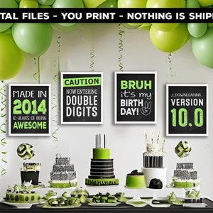 10th birthday printable signs - 10th birthday party decorations - BRUH it&#39;s my birthday chalkboard photo props - DIY instant download files
