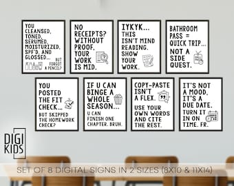 Middle School Classroom decor Bundle: 8 funny Printable Gen Z Slang Rules & Expectations posters