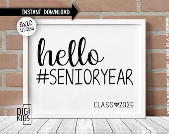 1st day of senior year - First Day of high school 2025 - Class of 2026 Chalkboard - Hello senior year - Printable Instant download