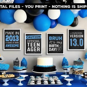 13th birthday printable signs - 13th birthday party decorations - BRUH it's my birthday chalkboard photo props - DIY instant download files