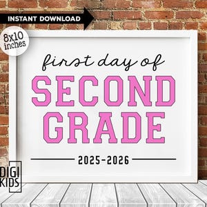 First day of 2nd grade sign - Printable 2nd grade Sign - First Day of School Sign 2025 - Digital Instant Download