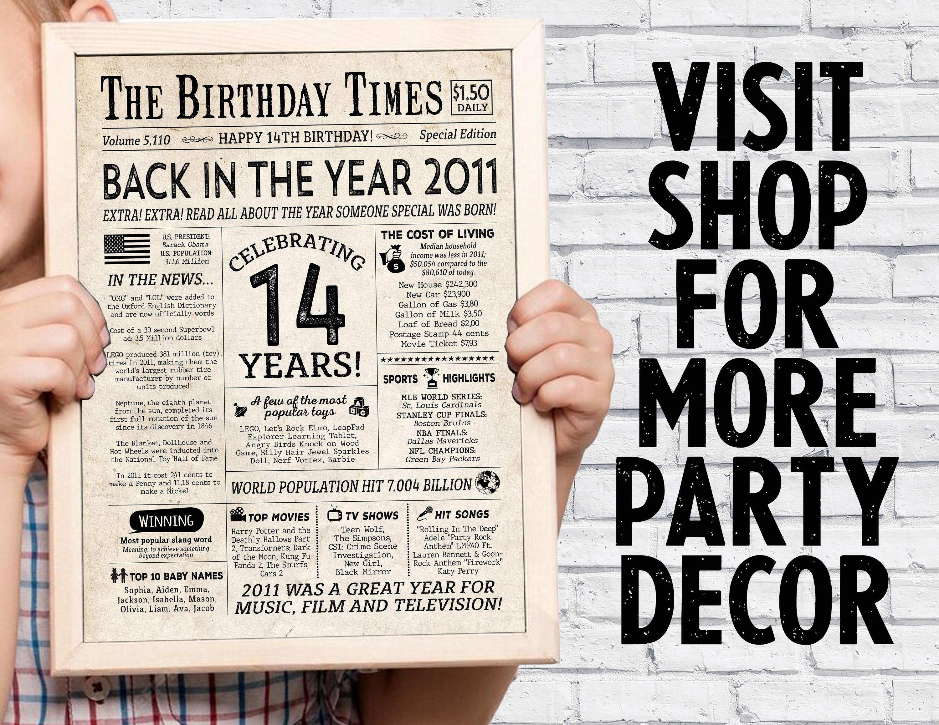 14th Birthday Decorations - 14th Birthday PRINTABLE Sign - Back in