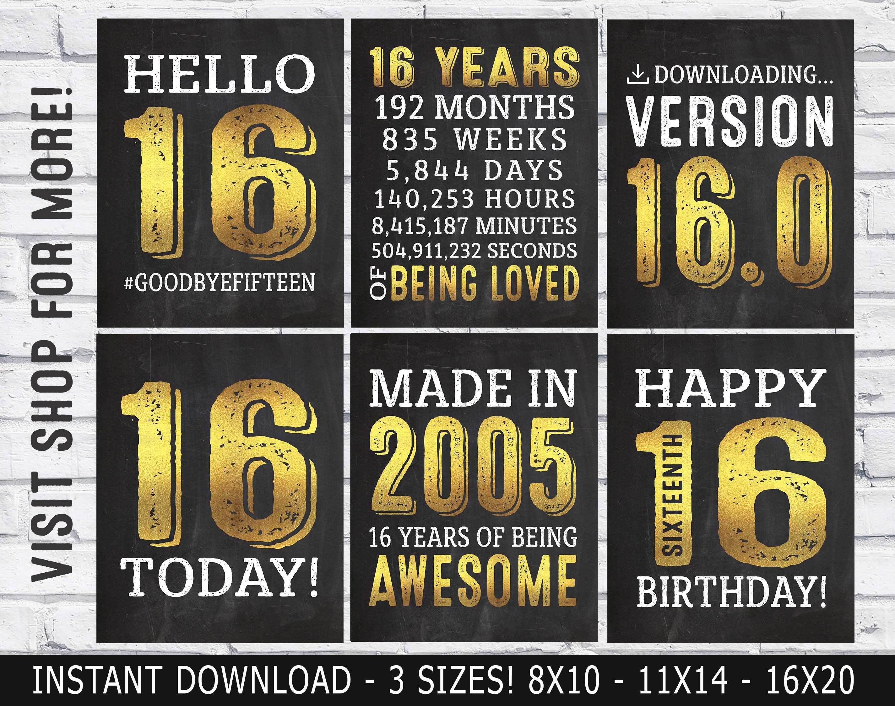 16th-birthday-decorations-16th-birthday-party-signs-gold-etsy