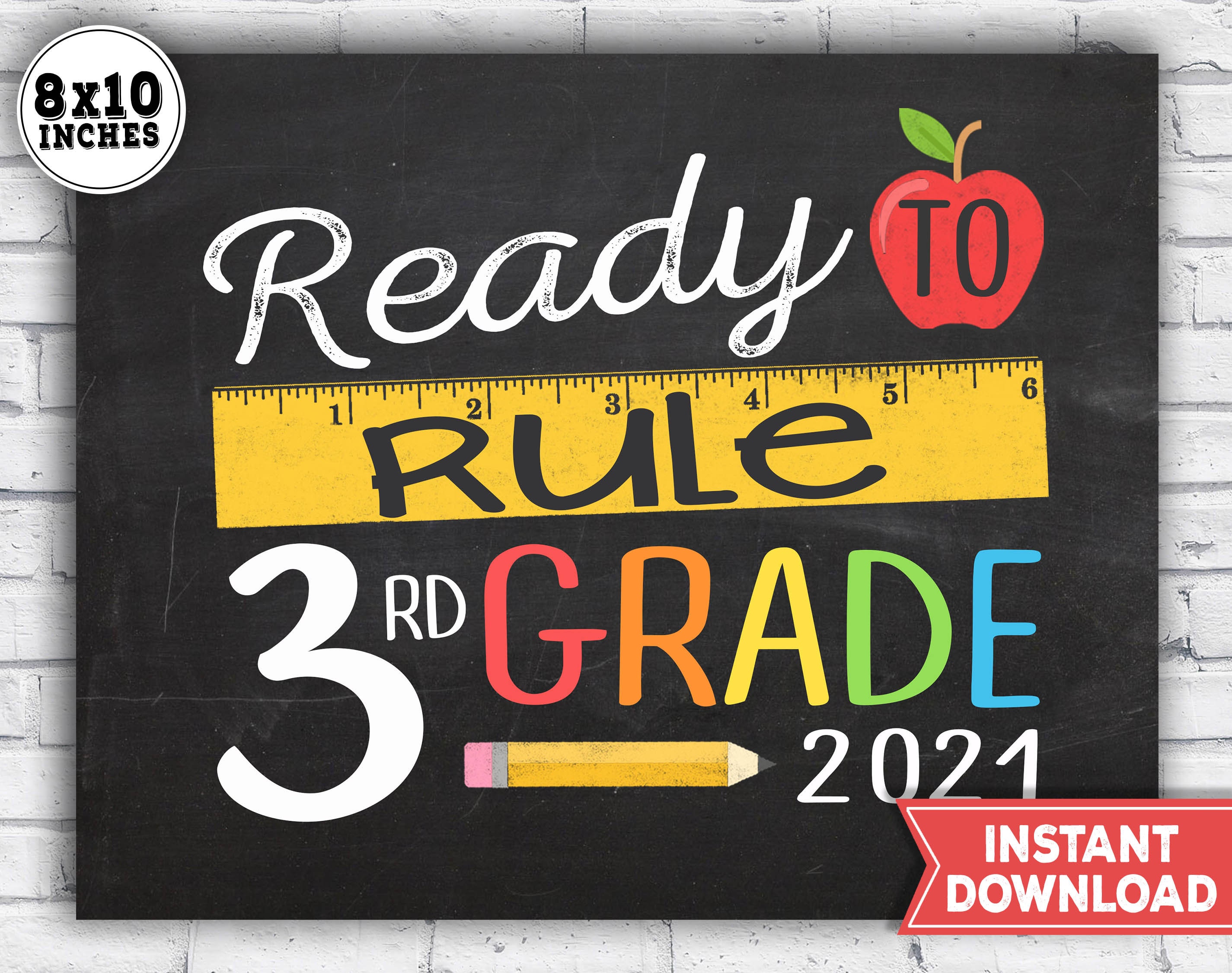 First day of 3rd grade sign 2021 1st day of school sign Etsy