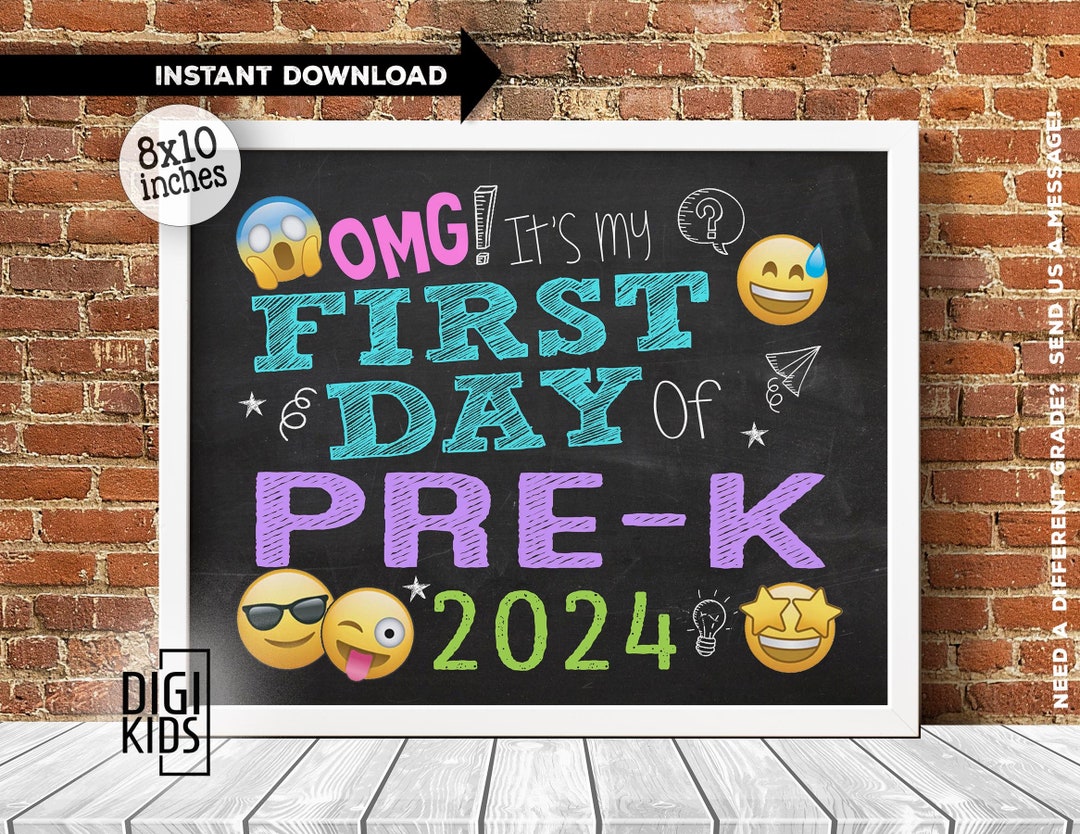 First Day of Pre K Sign - 1st Day of Pre-k Printable 2024 - 1st Day of ...