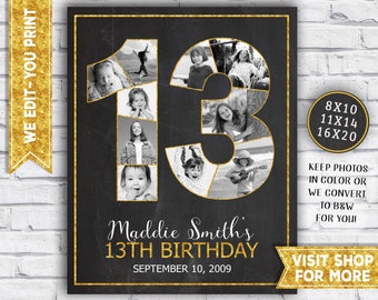 Striscione Per 13° Compleanno Ragazza - Poster In Tessuto Oro Rosa 120x80 Cm Con Scritta "Alles Gute Zum Geburtstag"