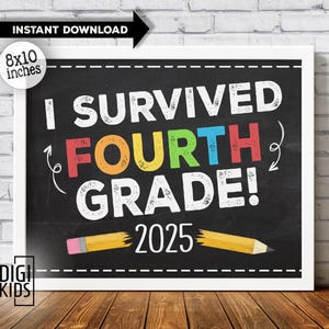 Last day of 4th grade printable sign - 4th grade chalkboard sign 2025 - Last day of school photo prop poster - Instant Download PDF
