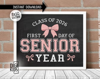 Letrero del primer día del último año de secundaria - último primer día de secundaria 2025-2026 - Letrero del primer día de clases de último año - Letrero de la clase de último año de 2026