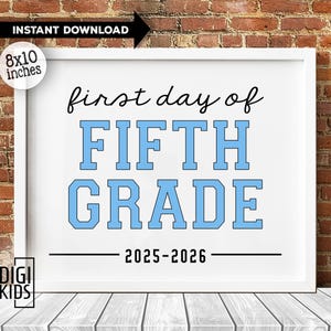 First day of 5th grade sign - Printable 5th grade Sign - First Day of School Sign 2025 - Digital Instant Download