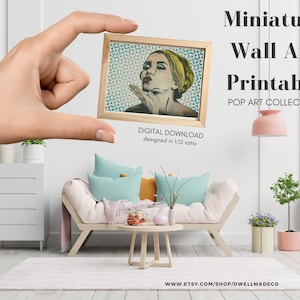 Pop Art Modern Dollhouse Art Printable, Miniature Decor, 1:12, Dollhouse Accessories, Miniature Wall Art Download, Mini Art Prints