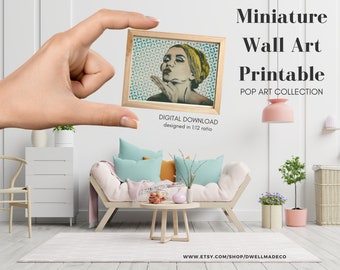 Pop Art Modern Dollhouse Art Printable, Miniature Decor, 1:12, Dollhouse Accessories, Miniature Wall Art Download, Mini Art Prints