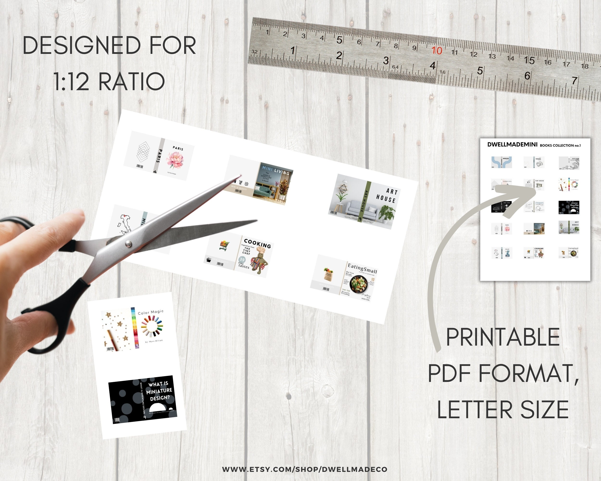 Mini Libro Stampabile Con Casa Delle Bambole, Kit Per Diario In Tela Blu, Libro In Miniatura, Materiale Effimero Per Diario In Tela Blu, Copertina Per Libro Con Casa Delle Bambole - Foto 5