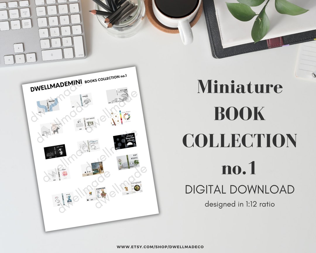 Miniature Dollhouse Books Printable, Modern Design Miniature Books