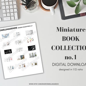 Miniature Dollhouse Books Printable, Modern Design Miniature Books Template, Mini Art Prints, DIY  Dollhouse Accessories