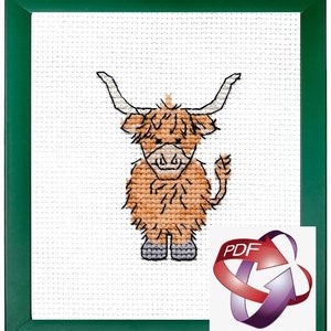 Highland Cow -  Cross Stitch Chart/Pattern - PDF Download