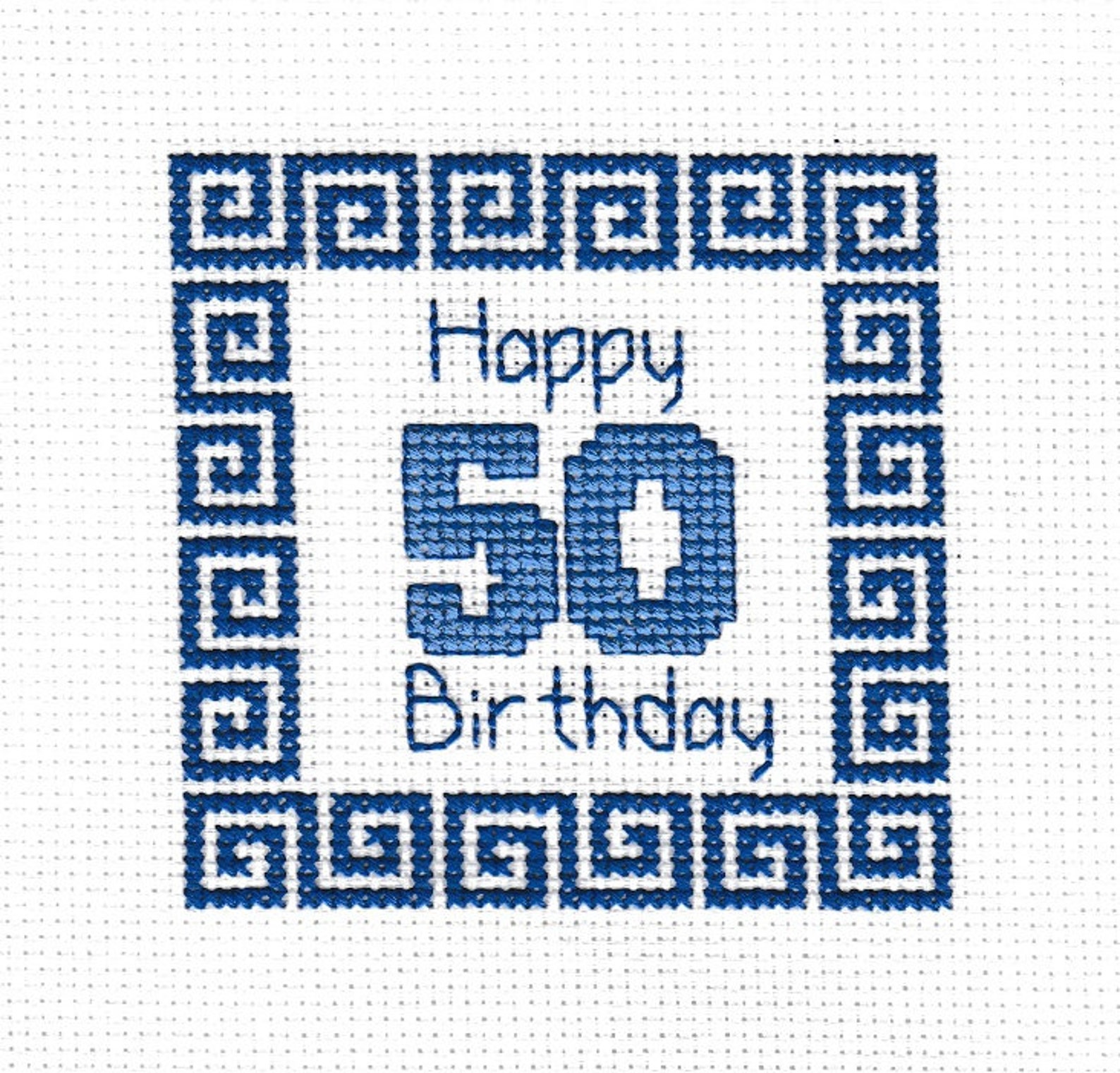 Happy 50th Birthday Cross Stitch Card Kit Etsy UK