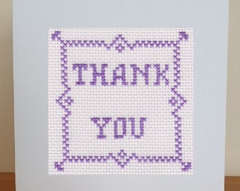 Cross Stitch Chart/Pattern - Thank You Card - PDF Download